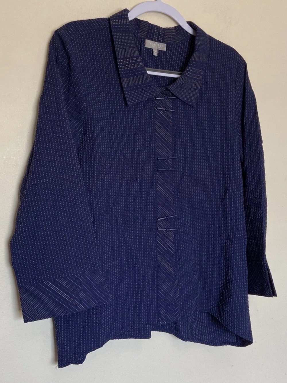 NWT Habitat Clothes to Live in Women's Textured Shirt Sz M Lagenlook Preppy